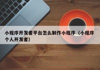 小程序开发者平台怎么制作小程序（小程序 个人开发者）